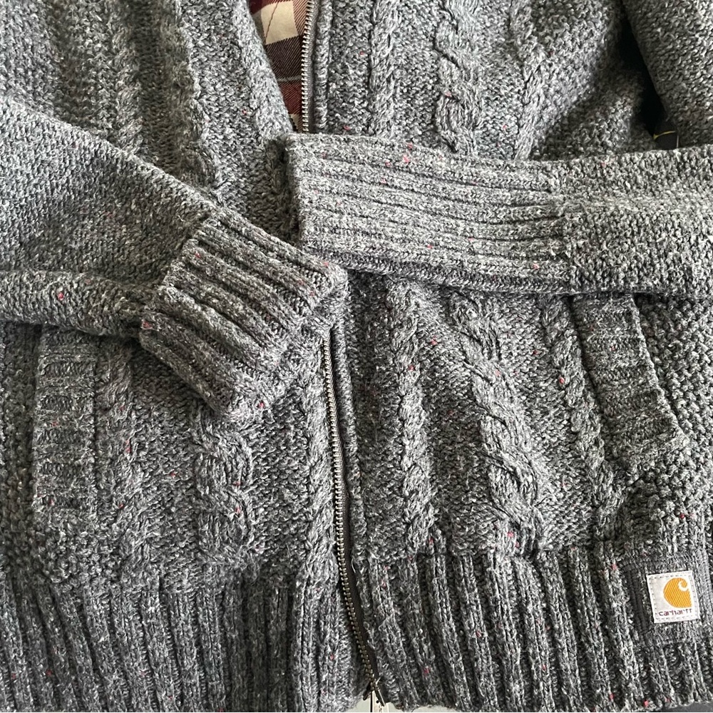 Carhartt Knit Zipper Up Sweater Jacket Gray Color Size M